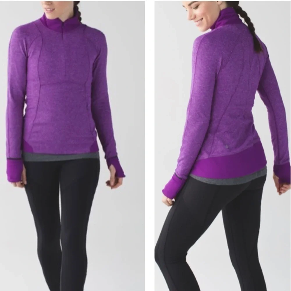 - Lululemon Runderful Violet Purple 1/2 Zip Rulu Pullover Top - Picture 1 of 15